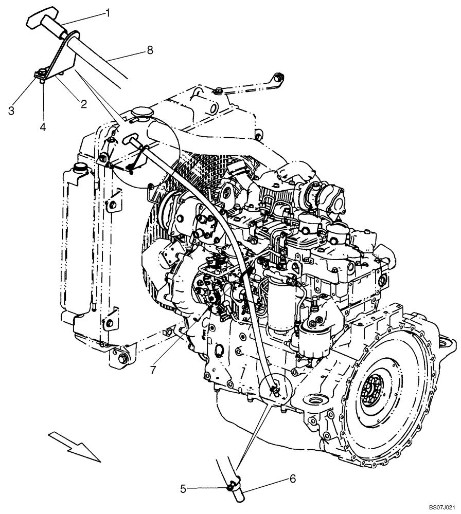 Схема запчастей Case 445CT - (02-07) - ENGINE - DIPSTICK (02) - ENGINE