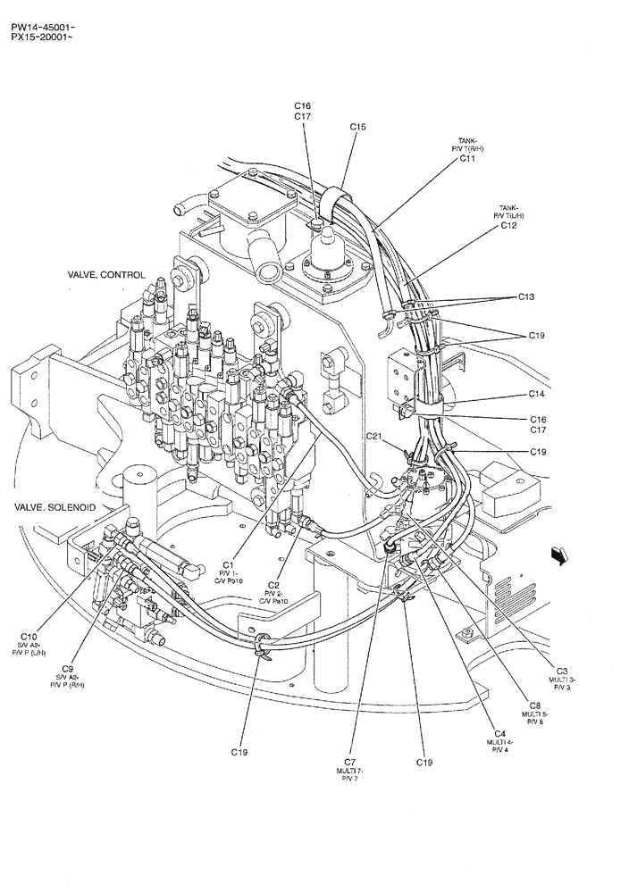 Схема запчастей Case CX36B - (01-034) - CONTROL LINES, REMOTE (NIBBLER & BREAKER) (05) - SUPERSTRUCTURE