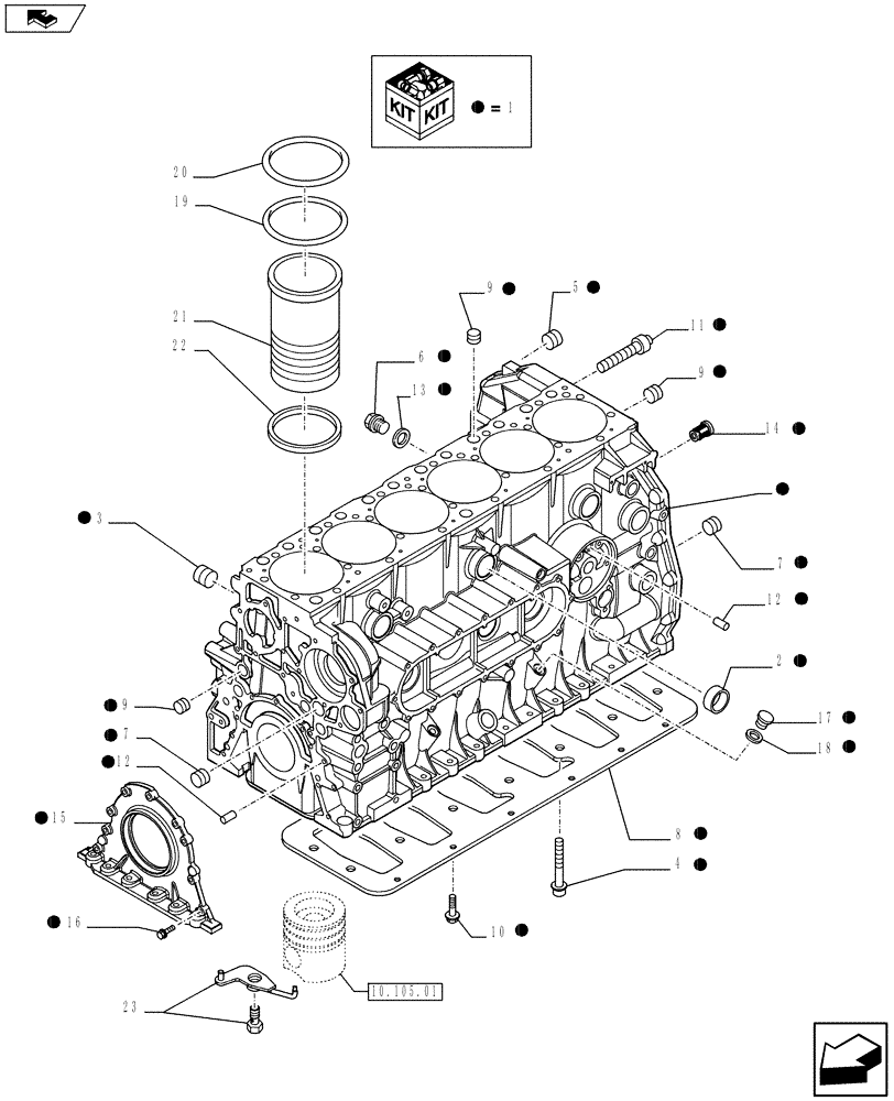 Схема запчастей Case F2CE9684C E017 - (10.001.02) - CYLINDER BLOCK & RELATED PARTS (504128790 - 504311100 - 504129847) (01) - ENGINE