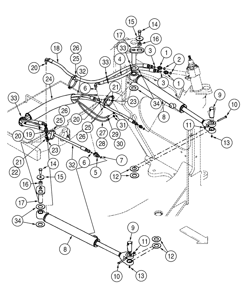 Схема запчастей Case 621D - (05-05) - HYDRAULICS - STEERING, STEERING CONTROL VALVE TO CYLINDERS (05) - STEERING