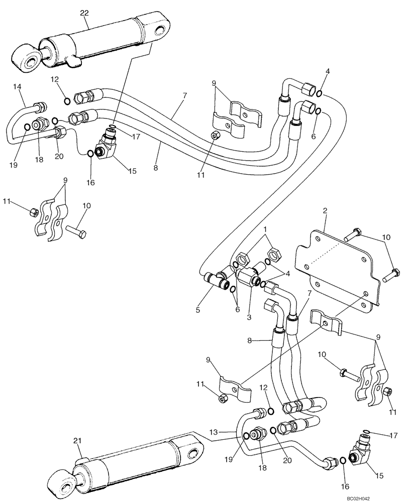 Схема запчастей Case 850K - (08-10) - HYDRAULICS - RIPPER, REAR OF TRACTOR TO CYLINDERS (08) - HYDRAULICS