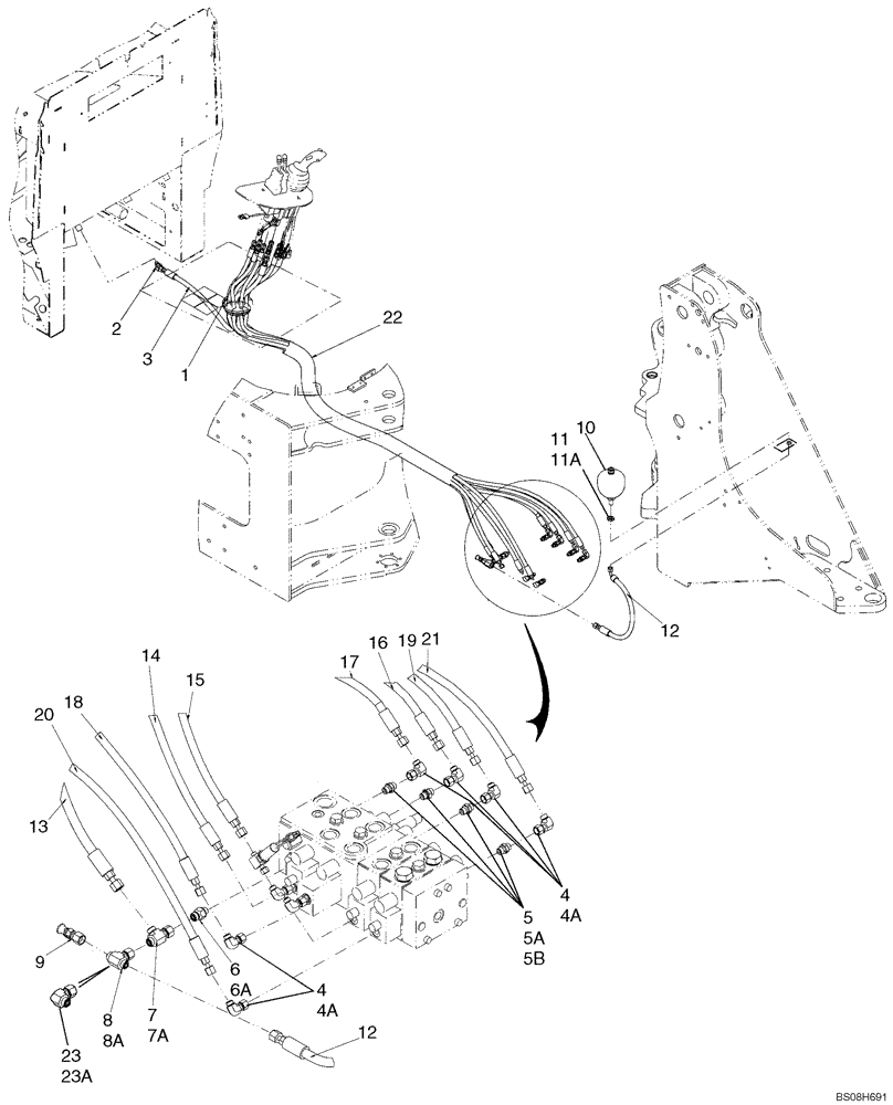 Схема запчастей Case 621E - (08-25) - HYDRAULICS - LOADER CONTROL, REMOTE (08) - HYDRAULICS