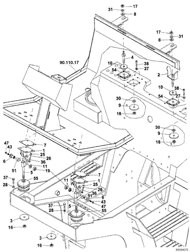 Схема запчастей Case SV212 - (90.110.02) - PLATFORM MOUNTING (GROUP 170) (ND104276) (90) - PLATFORM, CAB, BODYWORK AND DECALS