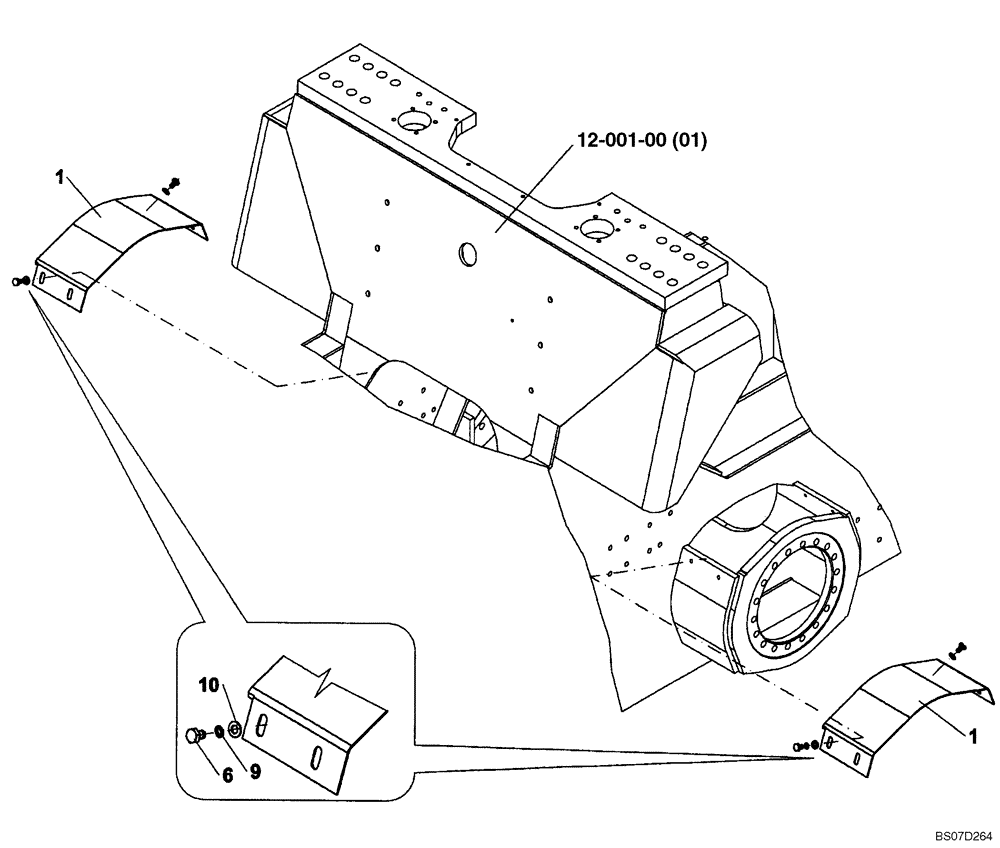 Схема запчастей Case SV216 - (12-001-00[21]) - CHASSIS - REAR DRIVE MOTOR COVER (GROUP 467) (ND126700) (09) - CHASSIS/ATTACHMENTS