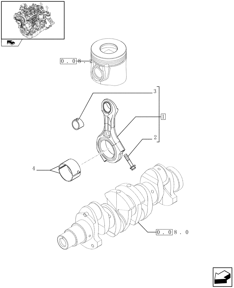 Схема запчастей Case F5CE9454E A002 - (0.08.1) - CONNECTING ROD (504245120) 