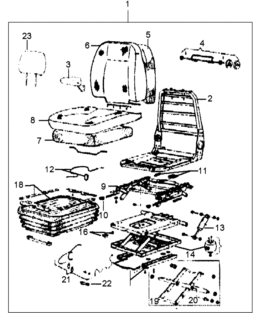 Схема запчастей Case 340B - (51A00001386[001]) - SEAT, CAB (89500418136) (10) - Cab/Cowlings