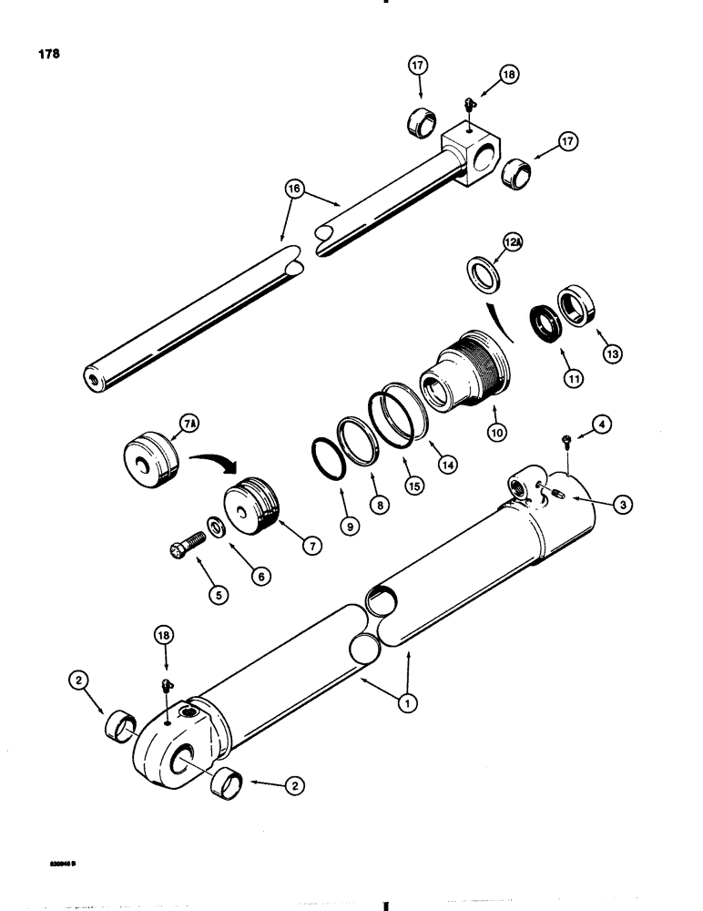 Схема запчастей Case 1845B - (178) - G100295 LOADER LIFT CYLINDER (08) - HYDRAULICS