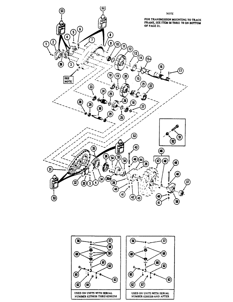 Схема запчастей Case 50 - (030) - FINAL DRIVE TRANSMISSION, (S/N 6279926 AND AFTER) (48) - TRACKS & TRACK SUSPENSION