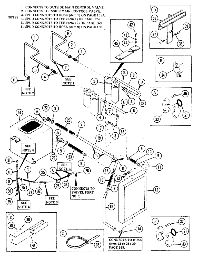 Схема запчастей Case 50 - (172) - MAIN VALVES TO FILTERS TO TANK & COOLER HYDRAULICS(USED ON UNITS W/SN.6280345&AFTER)(SN.6279926&AFTE (35) - HYDRAULIC SYSTEMS