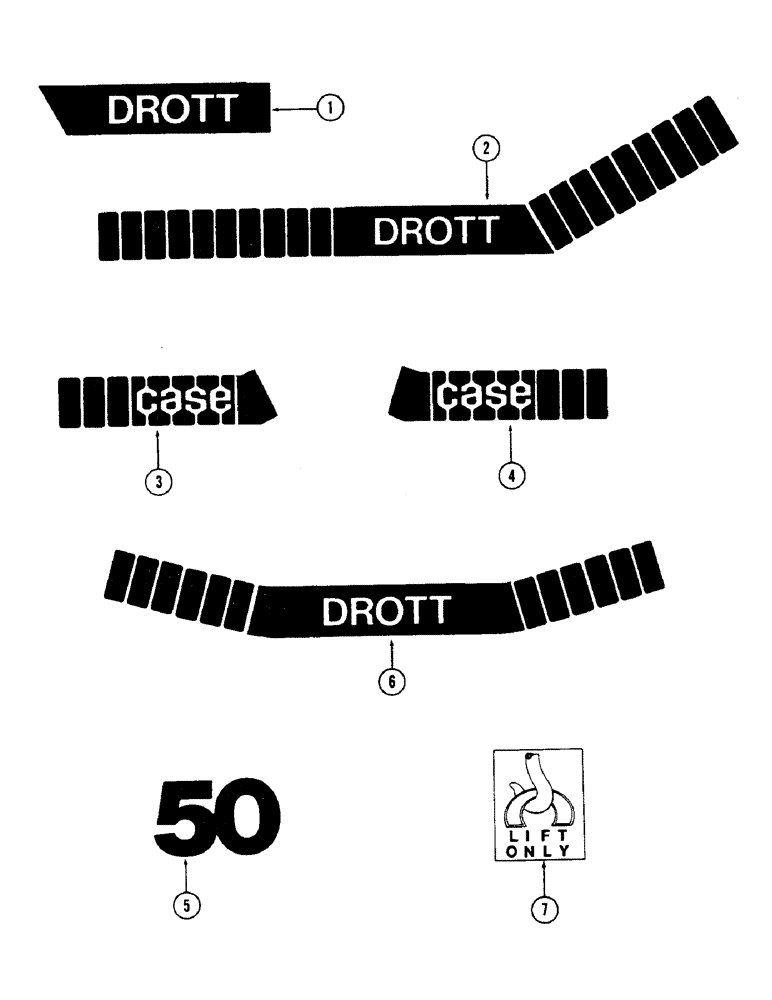 Схема запчастей Case 50 - (302) - DECALS, (USED ON DOMESTIC UNITS), (S/N 6279926 AND AFTER) (90) - PLATFORM, CAB, BODYWORK AND DECALS