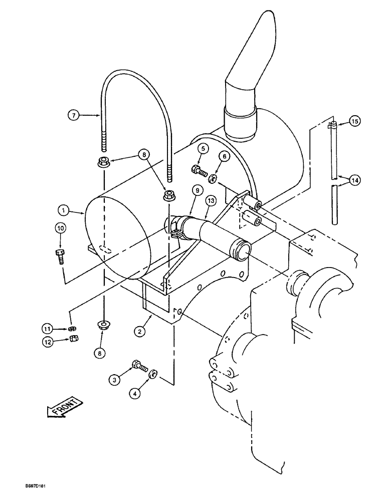 Схема запчастей Case 9045B - (2-08) - MUFFLER AND EXHAUST SYSTEM (02) - ENGINE