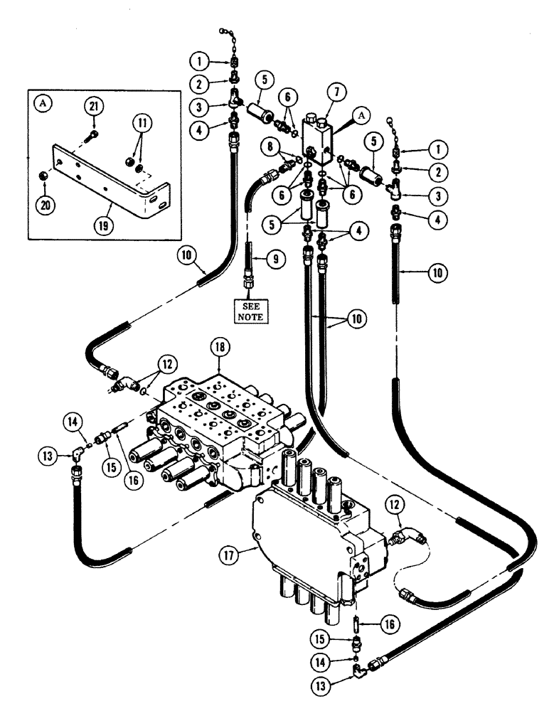 Схема запчастей Case 50 - (8-206) - MAIN CONTROL VALVE POWER SENSING TUBING (08) - HYDRAULICS