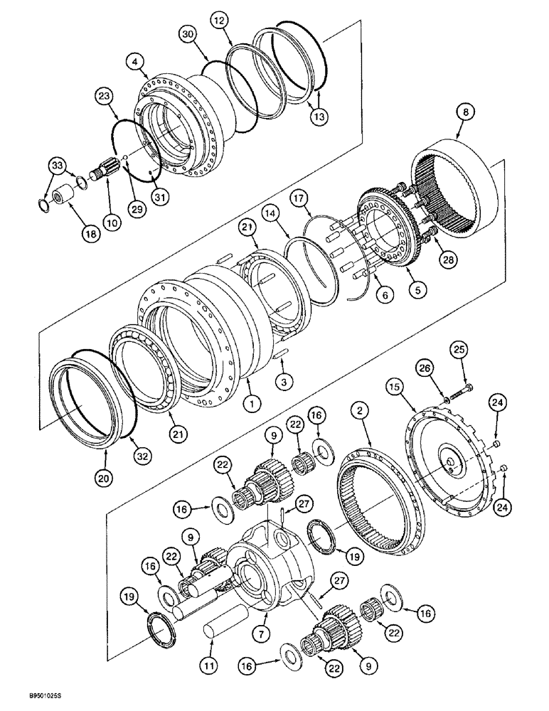 Схема запчастей Case 9020B - (6-002) - FINAL DRIVE TRANSMISSION ASSEMBLY - PRIOR TO SN DAC0202754 (06) - POWER TRAIN