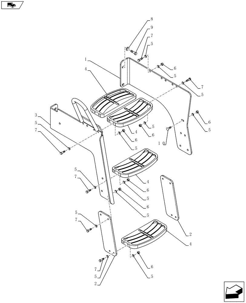 Схема запчастей Case 821F - (90.118.01) - LEFT STEP NARROW INSTALLATION (90) - PLATFORM, CAB, BODYWORK AND DECALS