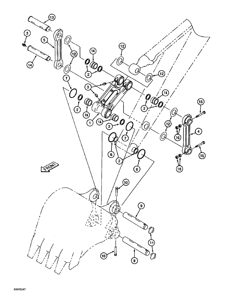 Схема запчастей Case 9030B - (9-104) - ARM LINKAGE, LONG REACH (21 FT. ARM) MODELS ONLY (09) - CHASSIS