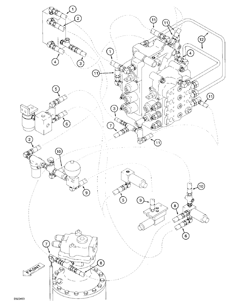 Схема запчастей Case 9030 - (1-16) - PICTORIAL INDEX, PILOT LINE HYDRAULICS, CONTROL VALVE TO PUMP, FILTERS, SWING MOTOR AND SOLENOIDS (00) - PICTORIAL INDEX