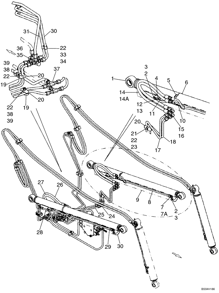 Схема запчастей Case 465 - (08-01) - HYDRAULICS - LOADER LIFT (WITH SPLIT PUMP CONFIGURATION) (08) - HYDRAULICS