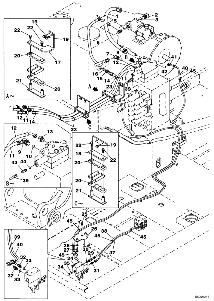 Схема запчастей Case CX290B - (08-39) - HYDRAULICS, AUXILIARY - SECOND ACTING CIRCUIT, HAND OPERATED (08) - HYDRAULICS