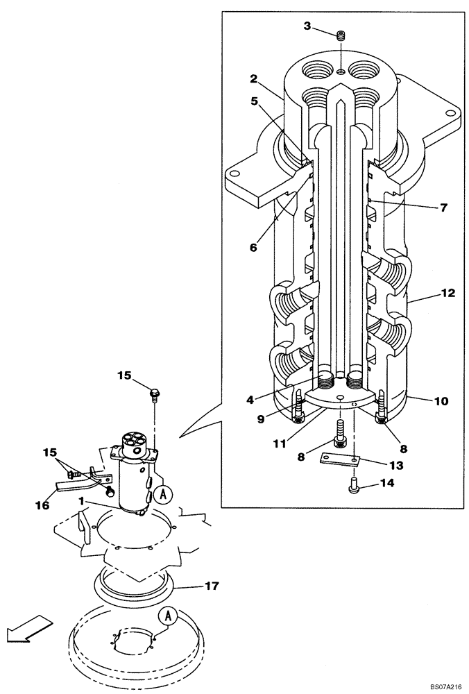 Схема запчастей Case CX160B - (08-54) - HYDRAULICS - JOINT, SWIVEL CENTER (08) - HYDRAULICS