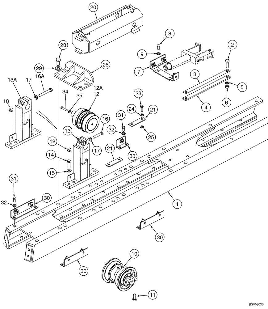 Схема запчастей Case 850K - (05-01) - FRAME, TRACK - ROLLER AND RECOIL HOUSING (11) - TRACKS/STEERING