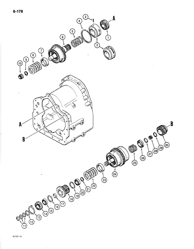 Схема запчастей Case 780C - (6-178) - TRANSMISSION FORWARD, REVERSE, AND SECOND GEARS (06) - POWER TRAIN