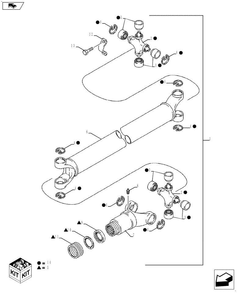 Схема запчастей Case 580SN WT - (21.300.00) - DRIVESHAFT - REAR AXLE (580SN WT, 590SN) (21) - TRANSMISSION