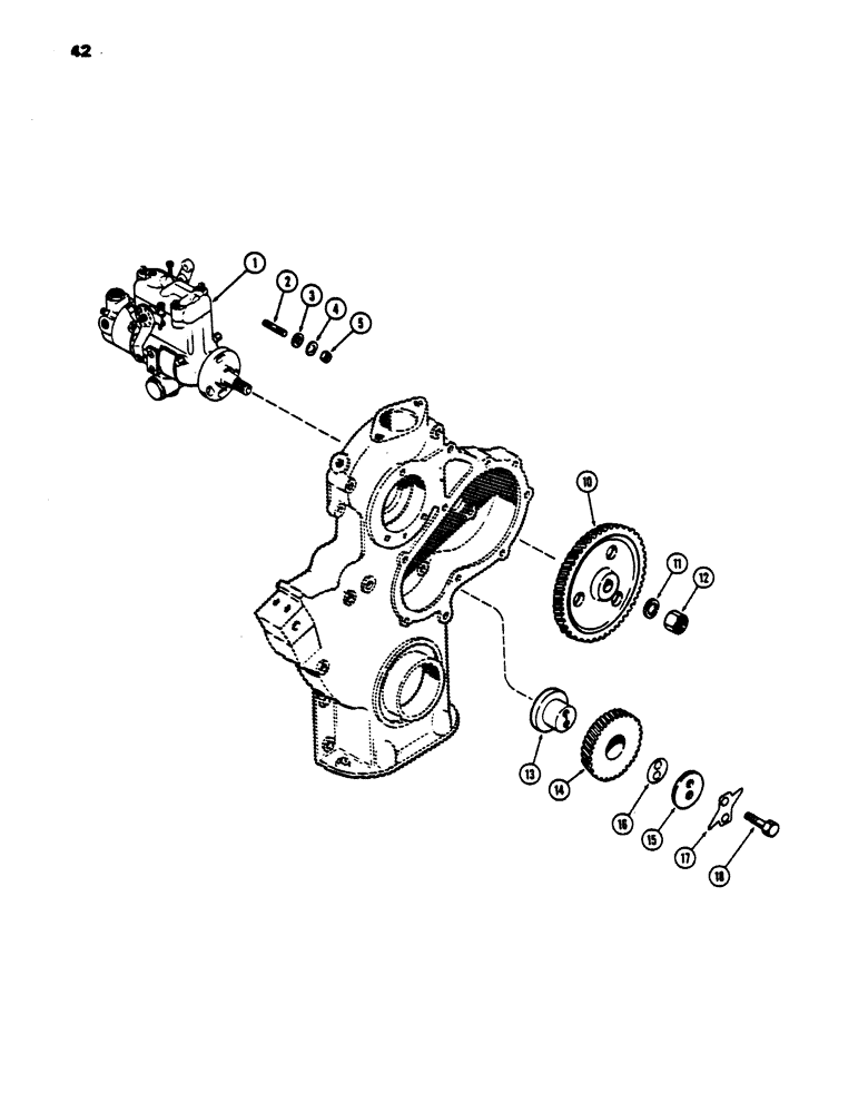 Схема запчастей Case 450 - (042) - INJECTION PUMP DRIVE, (188) DIESEL ENGINE (02) - FUEL SYSTEM