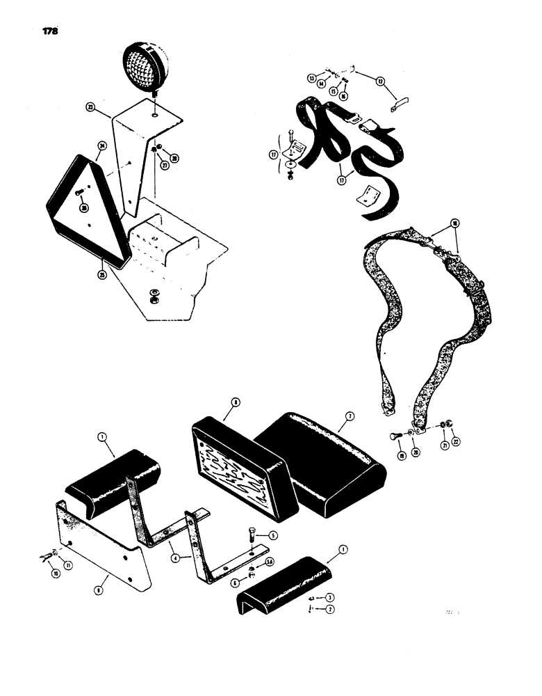 Схема запчастей Case 450 - (178) - SEAT FRAME AND CUSHIONS (05) - UPPERSTRUCTURE CHASSIS