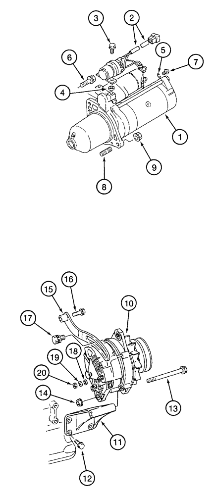 Схема запчастей Case 9050 - (4-06) - STARTER AND ALTERNATOR MOUNTING (04) - ELECTRICAL SYSTEMS