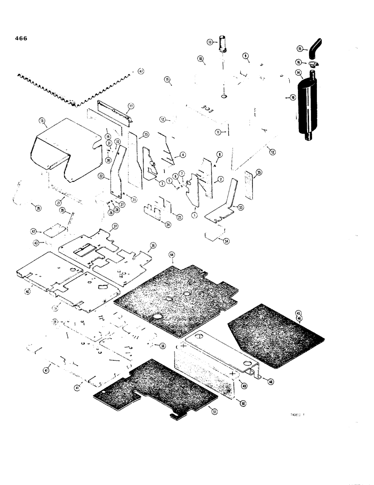 Схема запчастей Case 35 - (466) - TRACTOR NOISE CONTROL COMPONENTS, USED ON UNITS WITH ROPS CANOPY 