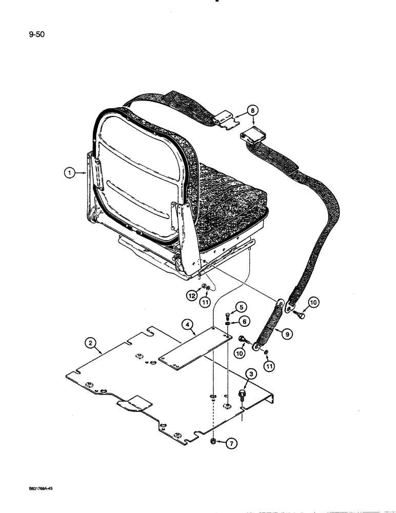 Схема запчастей Case 450C - (9-50) - SUSPENSION SEAT MOUNTING AND SEAT BELT (09) - CHASSIS/ATTACHMENTS