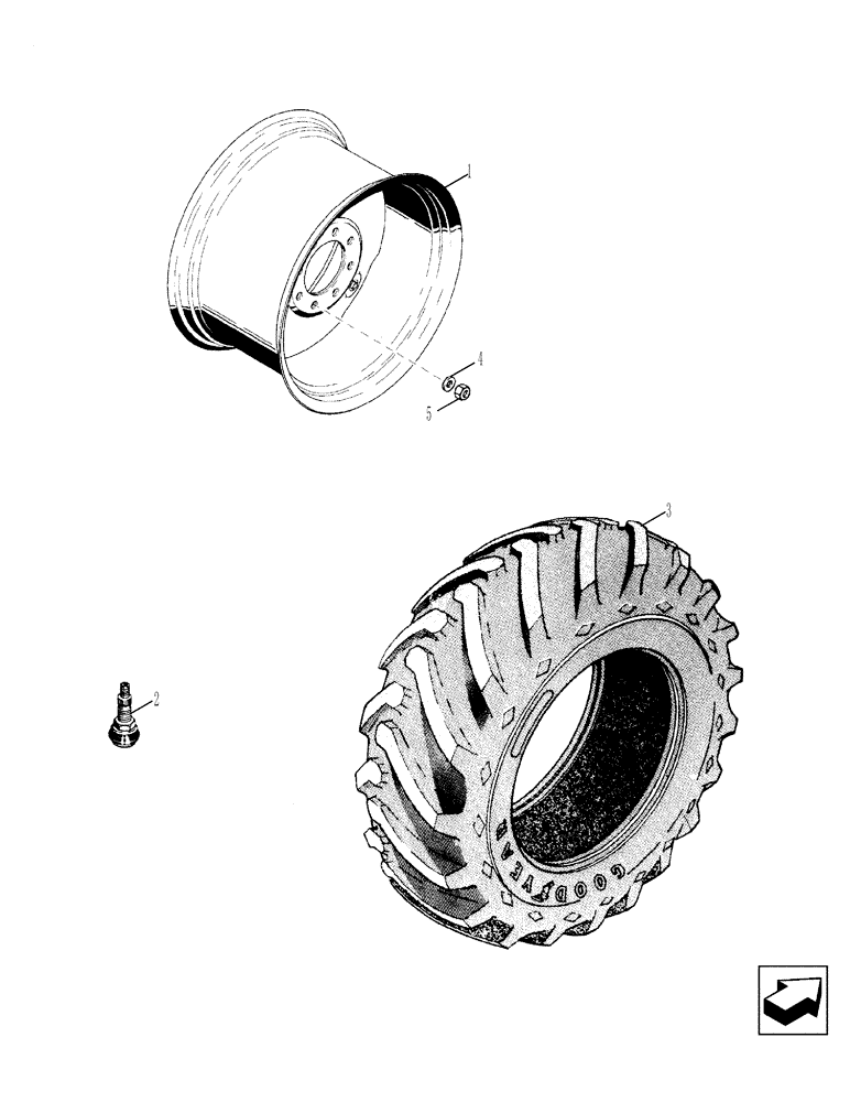 Схема запчастей Case 580SM - (44.520.03) - WHEELS, REAR - TIRES (44) - WHEELS