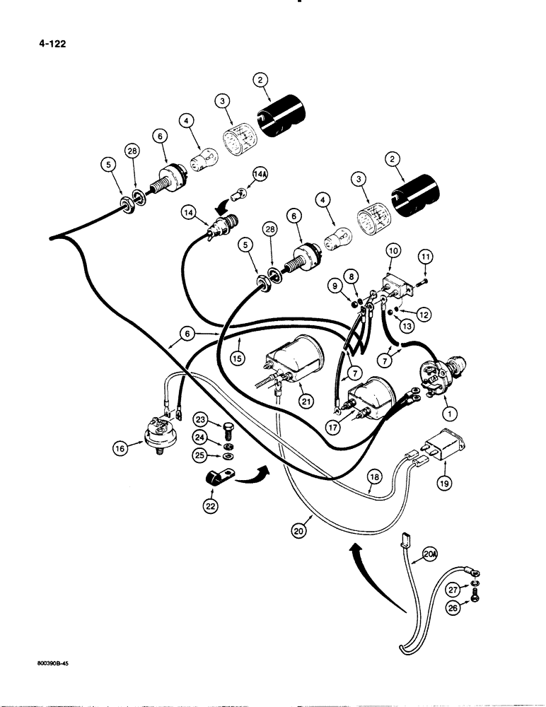 Схема запчастей Case 1450B - (4-122) - INSTRUMENT PANEL WIRING (04) - ELECTRICAL SYSTEMS