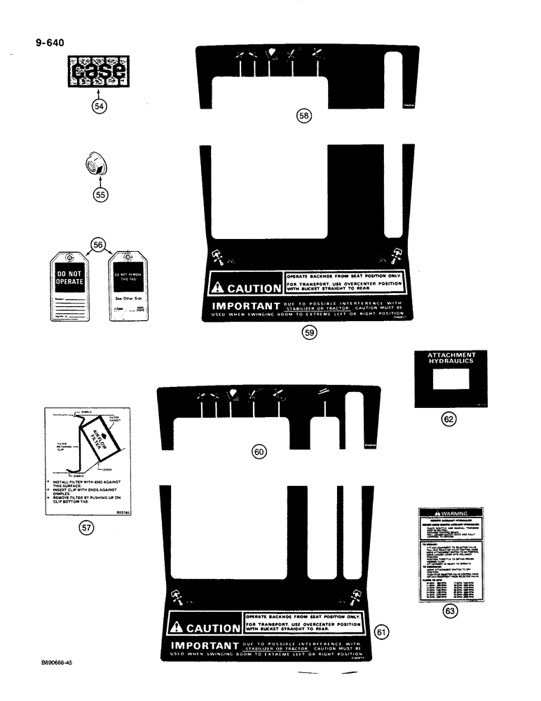 Схема запчастей Case 580K - (09-640) - DECALS (09) - CHASSIS/ATTACHMENTS