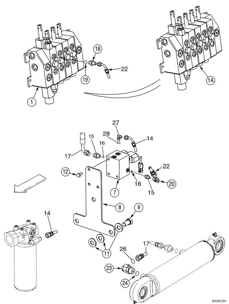 Схема запчастей Case 570MXT - (08-11) - HYDRAULICS - HITCH LOCK VALVE, THREE POINT (08) - HYDRAULICS