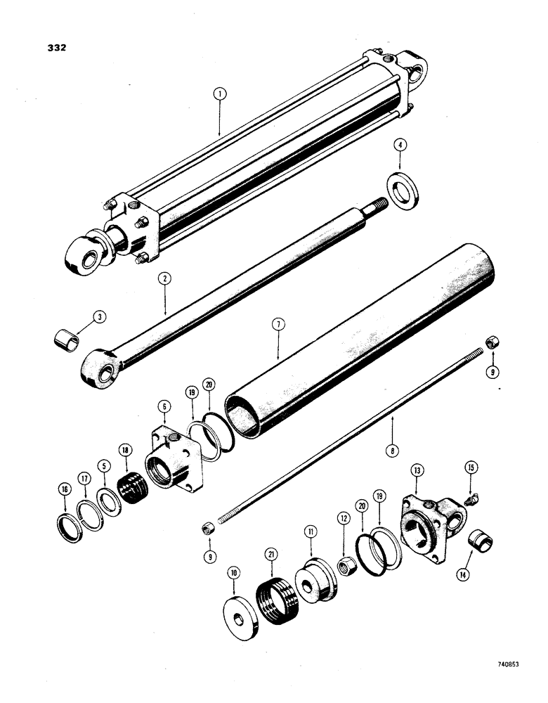 Схема запчастей Case 850 - (332) - R19345 ANGLE CYLINDER - ANGLE TILT DOZER (07) - HYDRAULIC SYSTEM