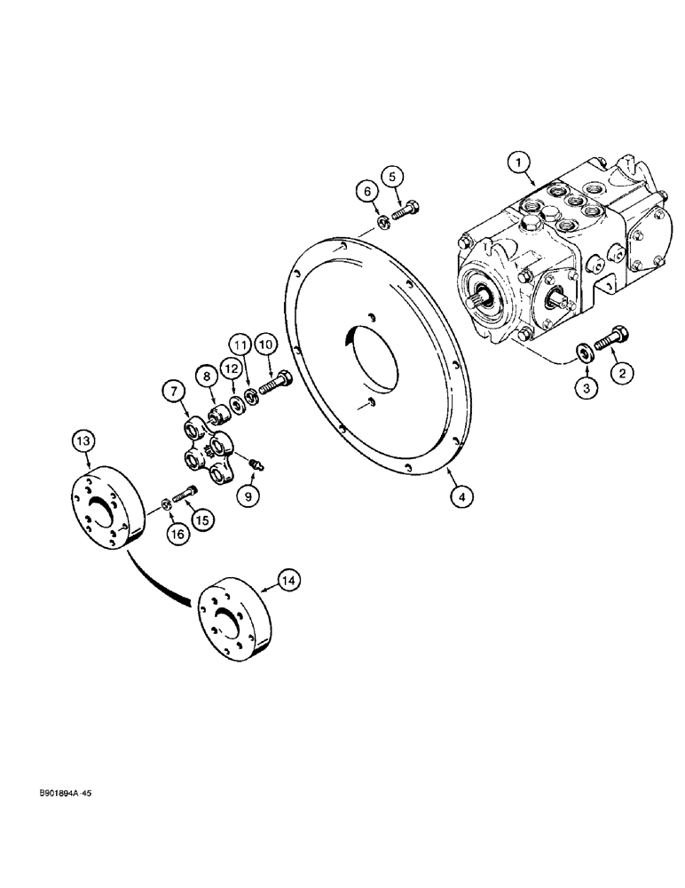 Схема запчастей Case 1825 - (6-02) - TANDEM PUMP MOUNTING AND ADAPTING PARTS (06) - POWER TRAIN