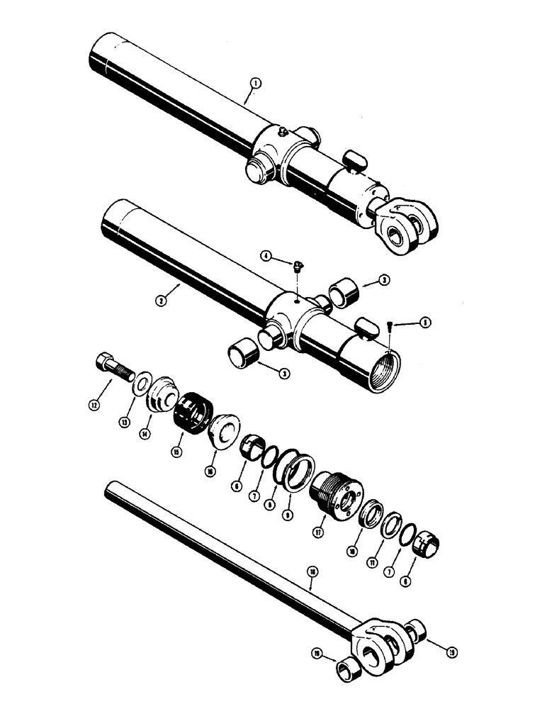 Схема запчастей Case 680CK - (162) - D34739 AND D34740 LOADER TILT CYLINDER, CYLINDER WITH FLAT SNAP-IN OUTER ROD WIPER (35) - HYDRAULIC SYSTEMS