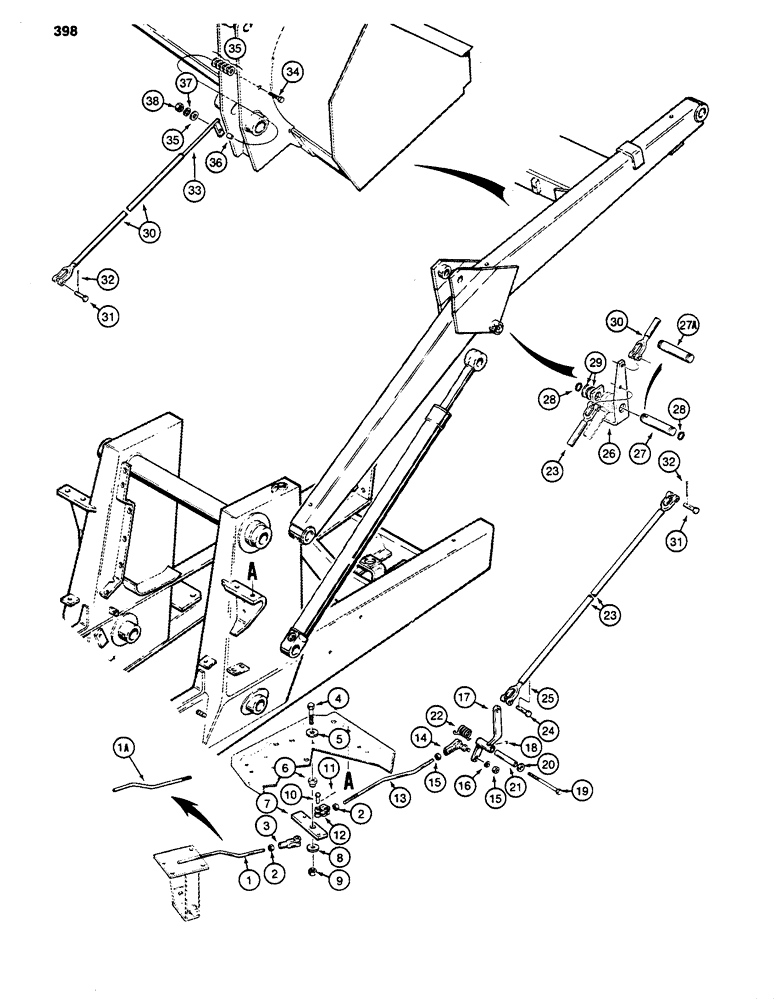 Схема запчастей Case 480D - (398) - LOADER ANTIROLLBACK CONTROL (82) - FRONT LOADER & BUCKET