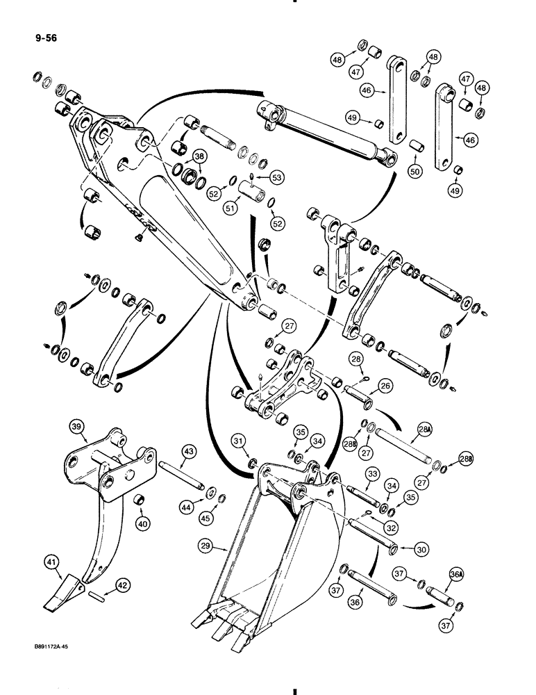 Схема запчастей Case 580K - (9-056) - BACKHOE DIPPER AND BUCKET (09) - CHASSIS/ATTACHMENTS