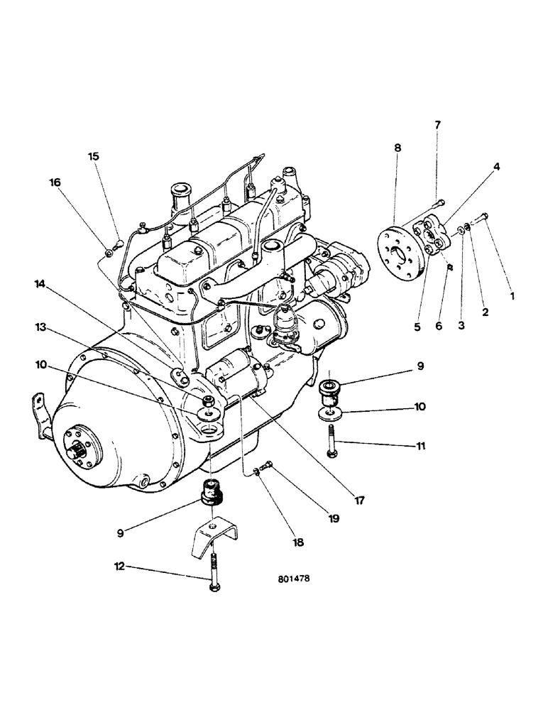 Схема запчастей Case 580G - (026) - ENGINE - MOUNTING AND PUMP COUPLING (02) - ENGINE