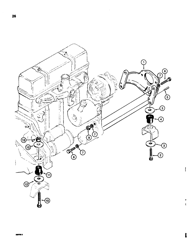 Схема запчастей Case 580D - (026) - ENGINE MOUNTING (02) - ENGINE