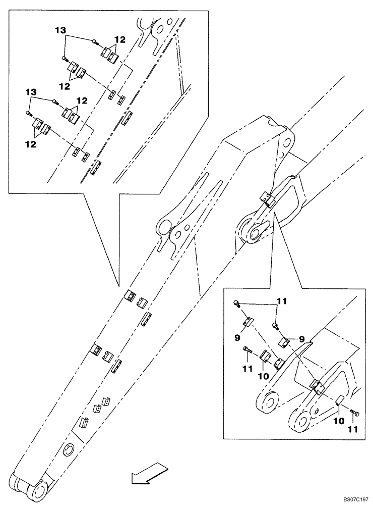 Схема запчастей Case CX210B - (09-39[00]) - CLAMPS - ARM (09) - CHASSIS/ATTACHMENTS