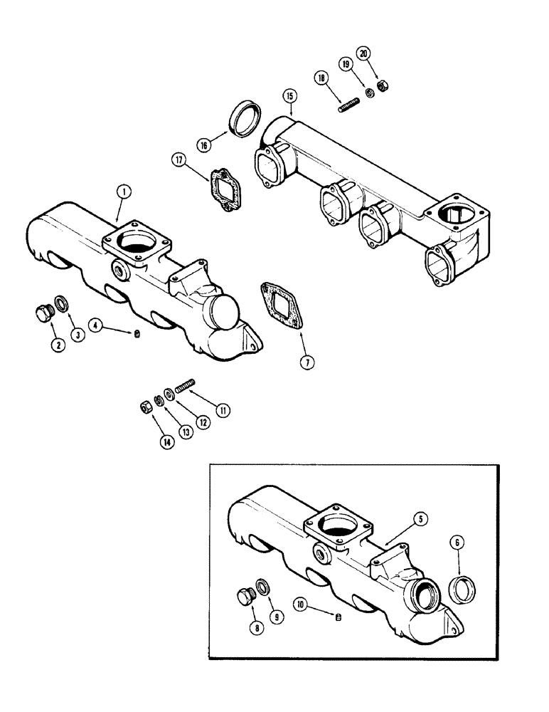 Схема запчастей Case 780 - (034) - MANIFOLDS, 336BD NATURALLY ASPIRATED ENGINES, INTAKE MANIFOLD (02) - ENGINE