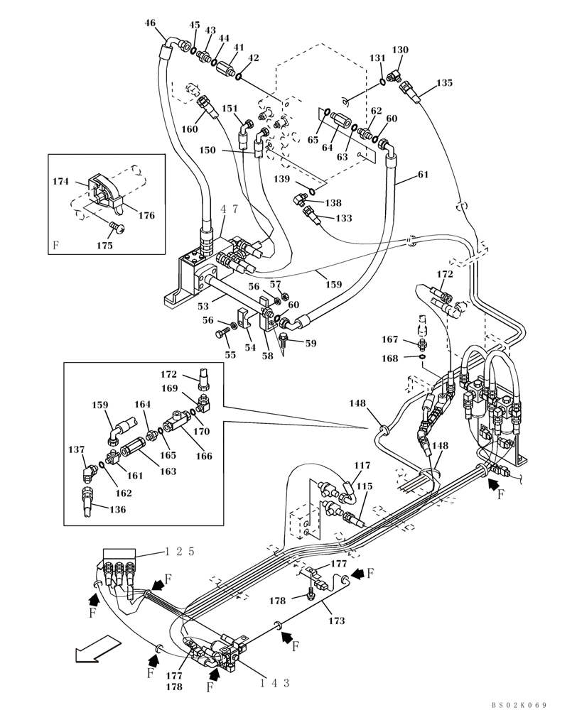 Схема запчастей Case CX330 - (08-046-01[01]) - HYDRAULICS, AUXILIARY - MULTI-PURPOSE + 3 WAY VALVE, TRIGGER ACTIVATED (08) - HYDRAULICS