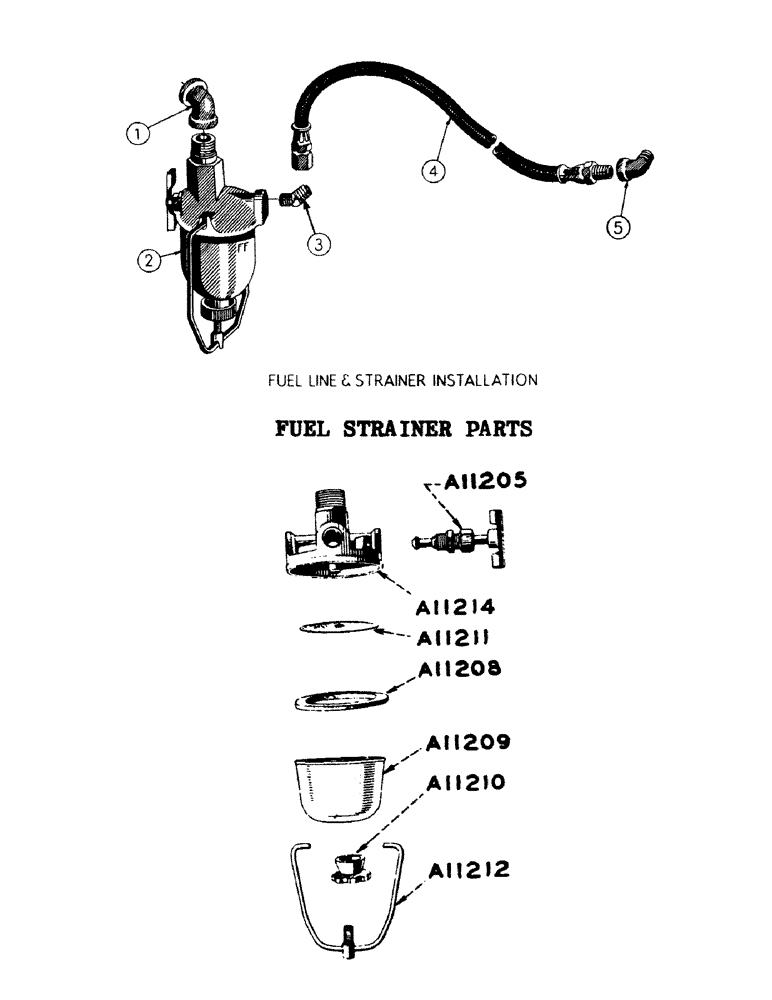 Схема запчастей Case M3B - (068) - FUEL LINE & STRAINER INSTALLATION, FUEL STRAINER ASSY. (03990AB1) 