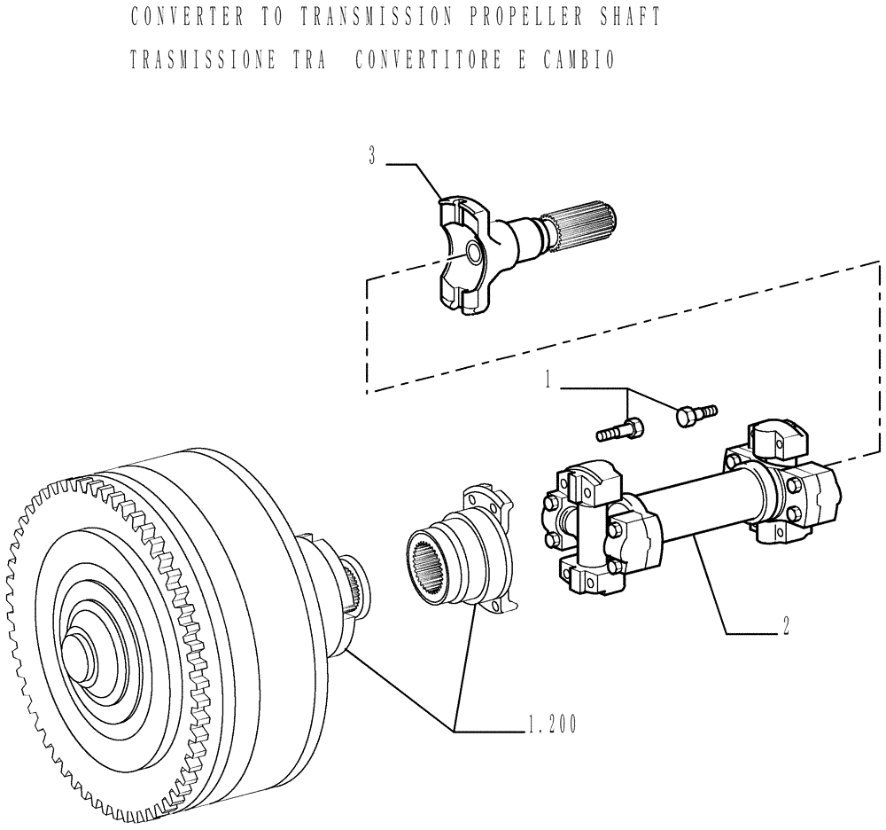 Схема запчастей Case 1850K - (1.204[01]) - DRIVE SHAFT Hydrostatic Transmission