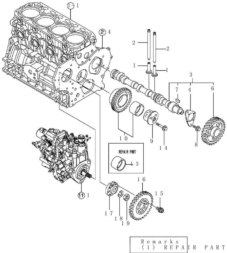 Схема запчастей Case CX50B - (4TNV88-BXYB-14[1]) - CAMSHAFT & DRIVING GEAR (10) - ENGINE