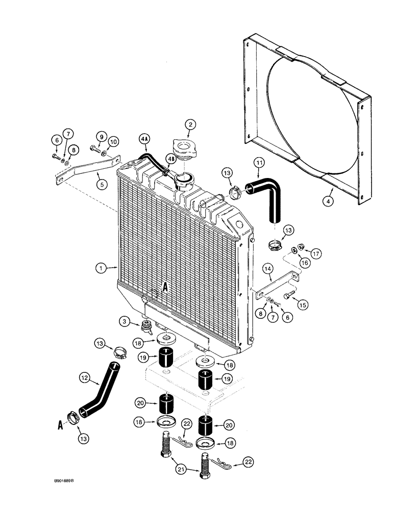 Схема запчастей Case 1825 - (2-02) - RADIATOR & MOUNTING PARTS, NORTH AMERICAN DIESEL MODELS, BEFORE P.I.N. JAF0096438 (02) - ENGINE