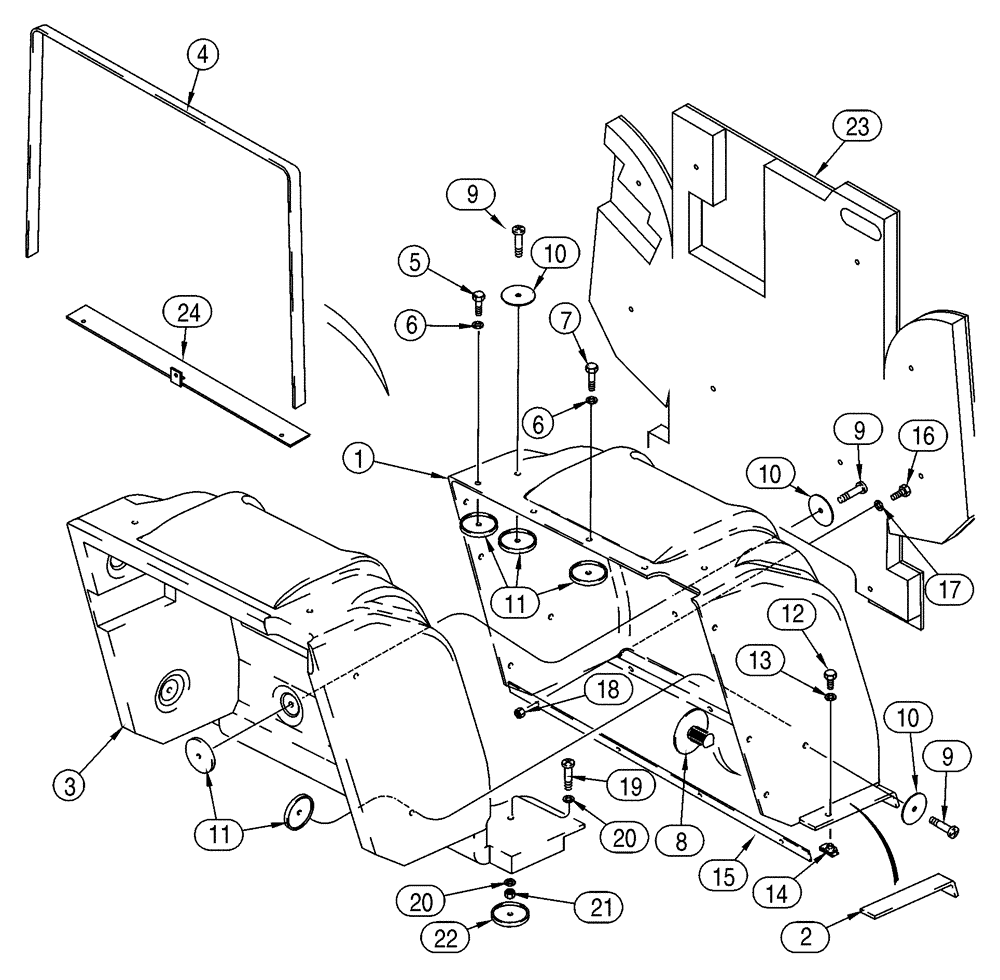 Схема запчастей Case 90XT - (09-41) - CANOPY, ROPS HEAT SHIELD (09) - CHASSIS